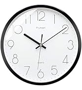 Plumeet Black Silent Wall Clocks - Non Ticking Quartz Round Clock Decorate Bedroom Home Kitchen O...