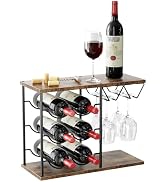 Nuovoware Wine Racks Countertop, Wine Bottle Holder for 6 Bottles &amp; 4 Glasses Holder, Metal Wine ...