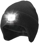 CENSGO Fleece Lined Beanie with a Light Built in, Warm Lighted Stocking Hat with Ear Flaps
