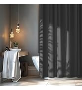 Seenus Charcoal Grey Waterproof Fabric Shower Curtain Liner with 3 Large Magnets, Washable Cloth ...
