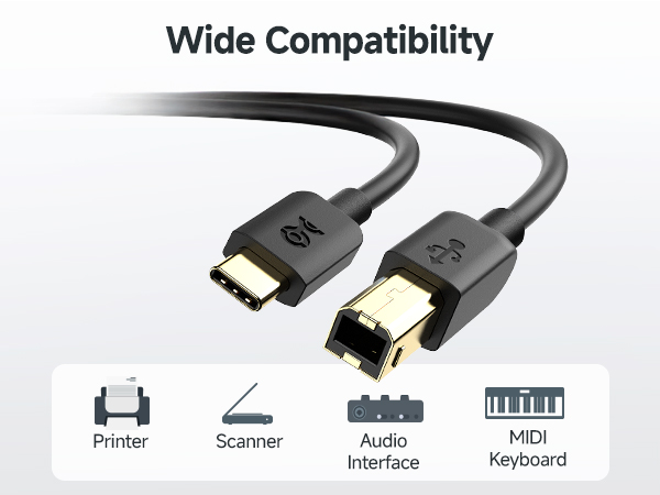 USB B to USB C Cable - 3.3ft, USB-C to USB-B Cable, MIDI to USBC Cord