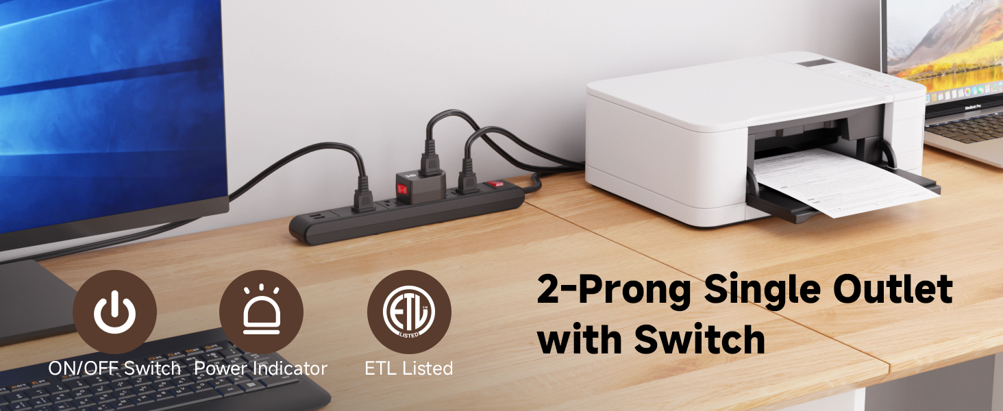 Cable Matters 2-prong outlet switches with on/off button for appliances