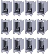 LEONLITE 12 Pack One Gang Old Work Electrical Outlet Box, Standard 14 Cubic Inch Device Box, PVC ...