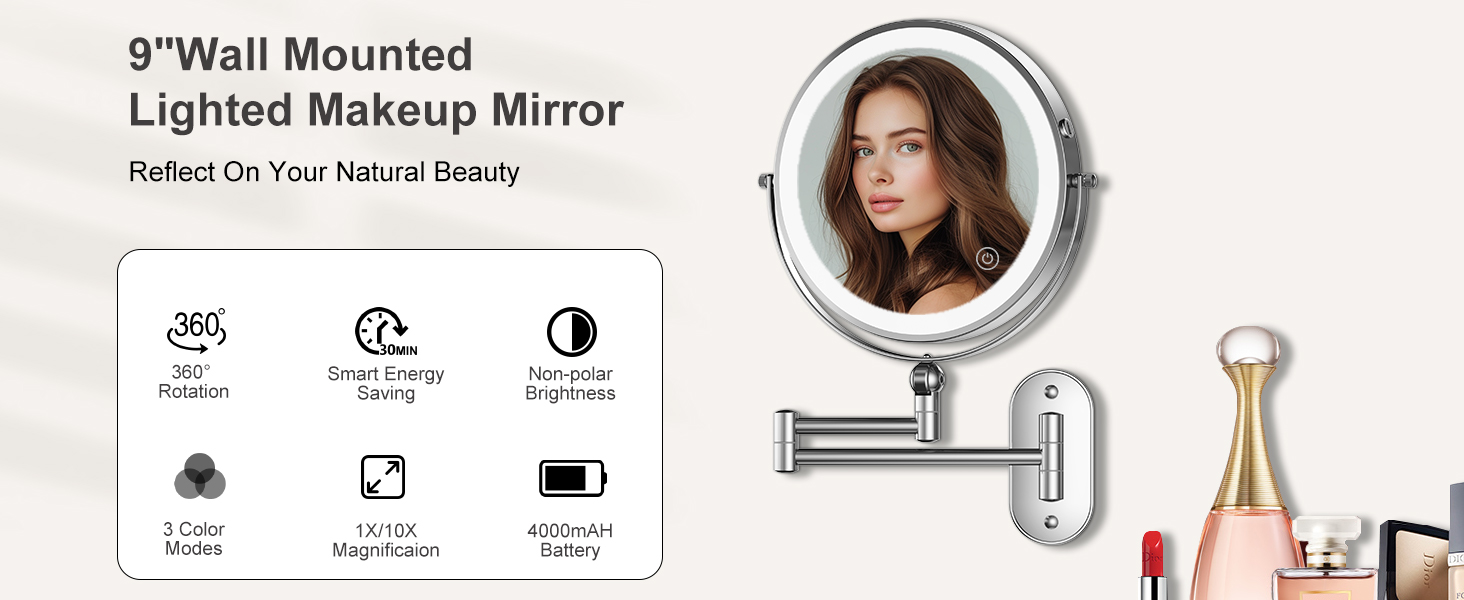 Wall Mounted Lighted Makeup Mirror