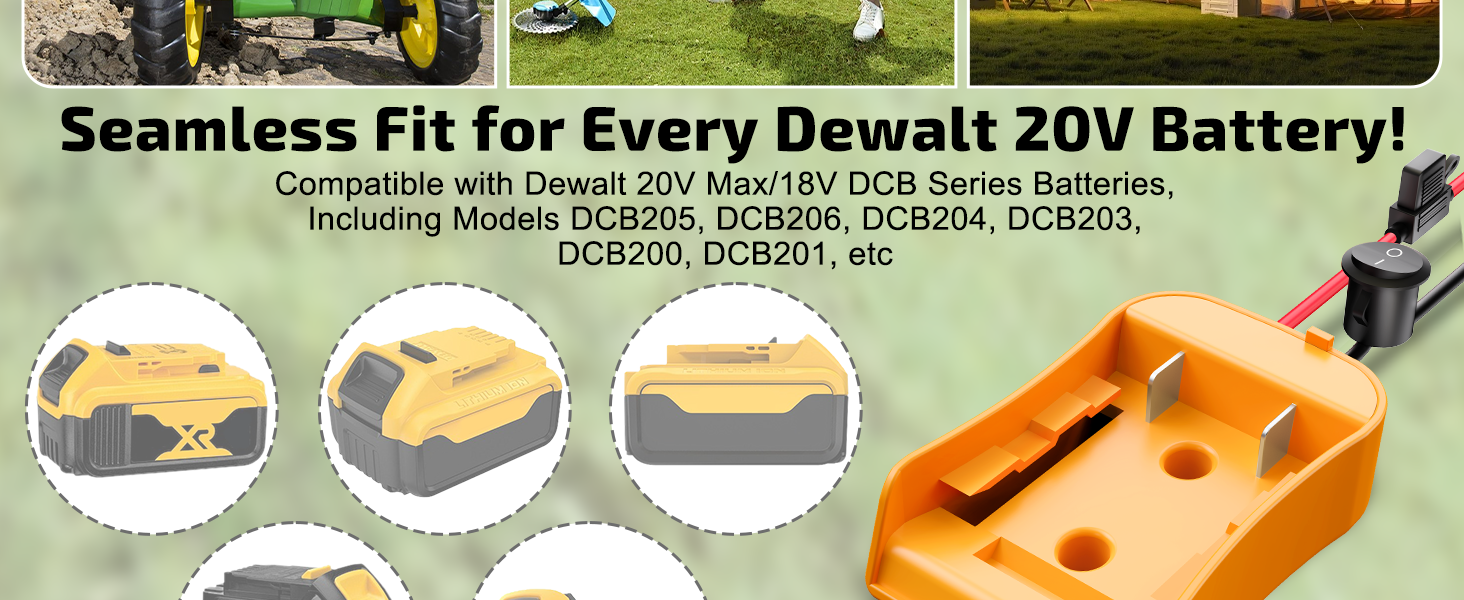 Dewalt 20V Battery Adapter for Power Wheels Battery Upgrade Conversion Kit with Switch