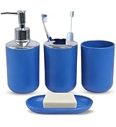 4 Piece Bathroom Accessories Set, Plastic Bathroom Toothbrush Holder Set- Bathroom Sets, Soap Dis...
