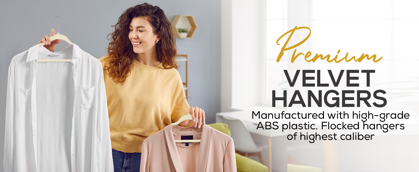Ivory velvet Hangers 50 pack clothes black hanger coat ganchos para colgadores felt white hangars