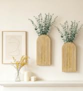 HOMEBROS Wooden Vase wall Mount, Natural, 2 Pcs