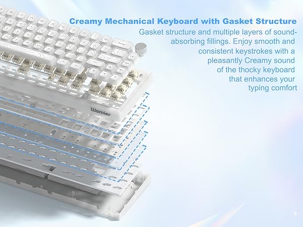 Wireless Mechanical Keyboard, 60% Percent Creamy Keyboard