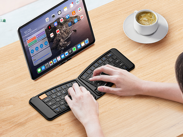 Ergonomic Split Bluetooth Wireless Foldable Keyboard 12-5 A+ page black (1)