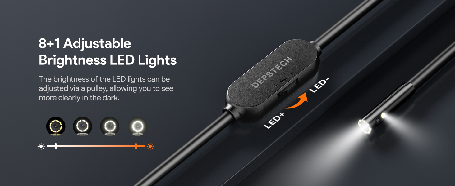 DEPSTECH Endoscope Camera with Ligh Dual Lens Inspection Borescope for iPhone &amp;amp; Android