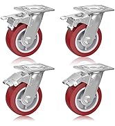 6 Inch Caster Wheels, Casters Set of 4 Heavy Duty - Swivel Casters with Brake, Locking Industrial...