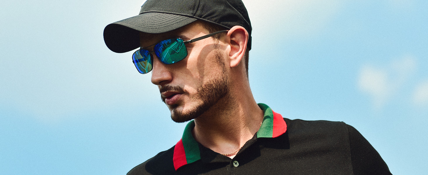 polarized sunglasses men green mirrored lenses