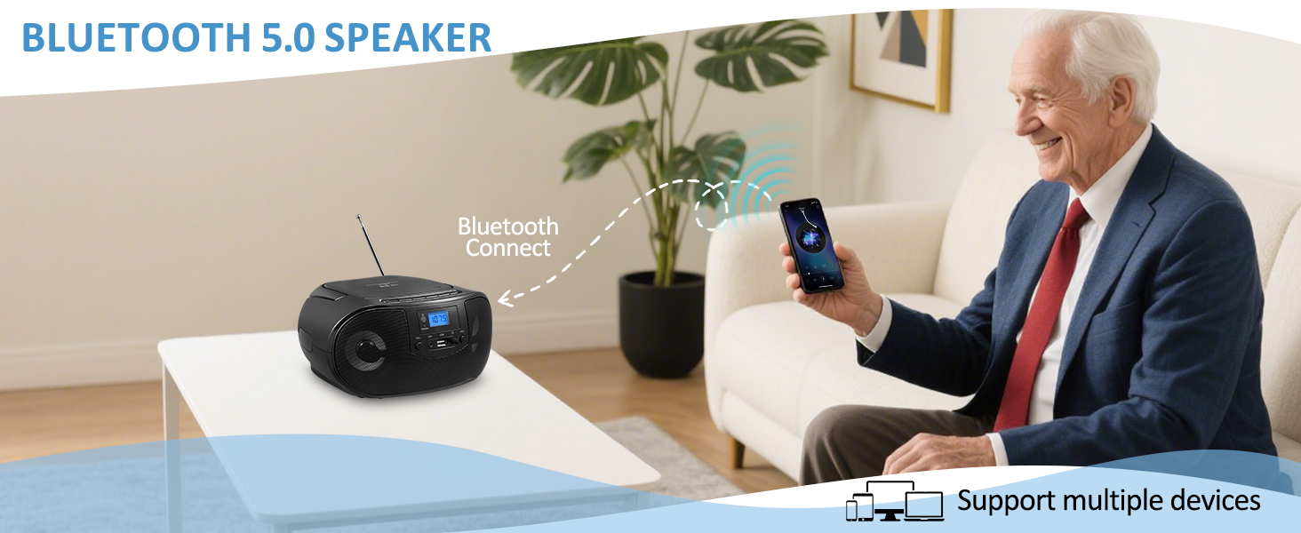 cd player boombox with bluetooth