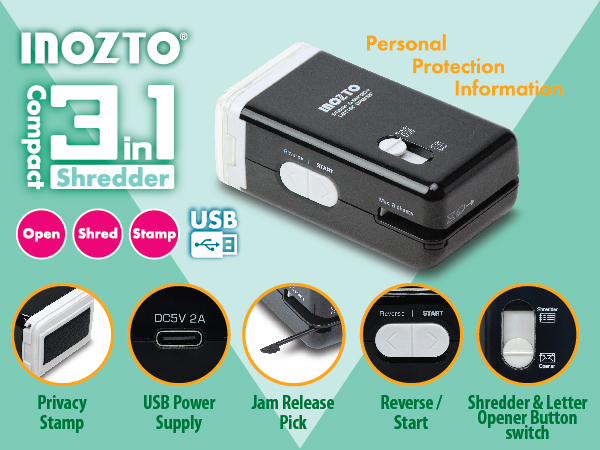 INOZTO Three-in-one Handheld Paper Shredder for Home and Office