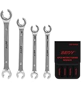 SEDY 4-Piece Flare Nut Wrench Set, Offset End Spanner Metric 9 10 11 12 13 14 15 17mm, CR-V Steel...