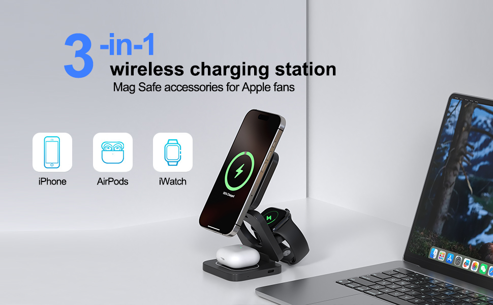 Magnetic 3-in-1 Wireless Charger station