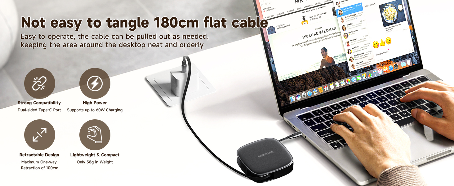 retractable usb c cable