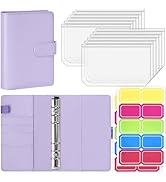 Antner A6 Budget Binder with Zipper Cash Envelopes for Money Organizer &amp; Budgeting, PU Leather Bu...
