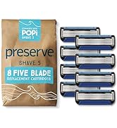 Preserve POPi Shave Razor Blades Refills - 5 Blade Razors for Men &amp; Women - Ceramic Coated Shaver...