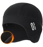 Thermal Fleece Skull Cap Beanie with Glasses Holes, Ear Warmer Helmet Liner, Winter Cycling Hat B...
