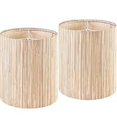 GOSO 9.8 Inch Tall Drum Boho Lamp Shades Set of 2 Small, 9.8" x9.8" x10.5" (Spider) Yellow Natura...