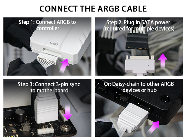 Connect to the ARGB cable