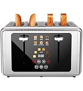 WUNLY 4 Slice Toaster, Touchscreen &amp; Dual Independent Control Panel,5 Basic Functions &amp; Digital C...