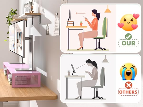 dual computer monitor printer pc tv stand riser desktop workspace desk organizer office supplie