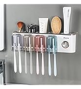 iHave Toothbrush Holders Bathroom Accessories with Toothpaste Dispenser, 4 Cups Toothbrush Holder...