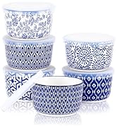 Selamica Ceramic Ramekins with Lids, 10 OZ Creme Brulee Ramekins with Covers Oven Safe, Custard C...