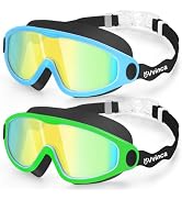 Vvinca Kids Swim Goggles 2 Pack, Soft Wave-Shape Strap (No Hair Pulling), Anti Fog Leak Free Swim...