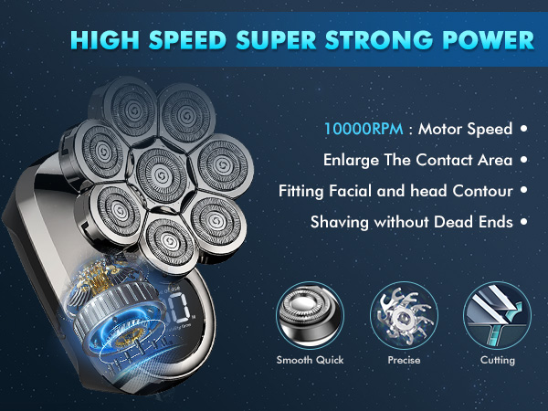 Our electric head razor with high speed super strong power 360° close shave mensshaver for bald head