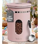 Veken Coffee Canister with Window, Easter Gifts Airtight Stainless Steel Container with Lids, Hom...