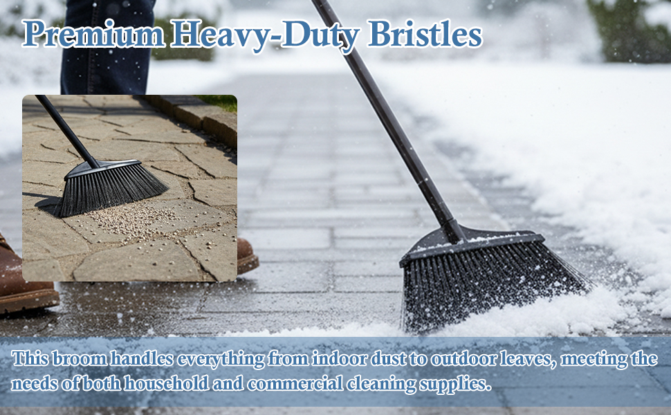 Primero Basics Black Broom for Floor Cleaning, 35&amp;amp;#34; Heavy Duty Iron Angled Broom with Stiff