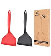 Pack of 2 Wide Silicone Spatula,Nonstick Pancake Shovel with Short Handle, Fried Flexible Turner,...
