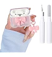 inewateri Compatible for AirPods Case with Cleaner Kit Cute 3D Colour Bow Design Shockproof Soft ...