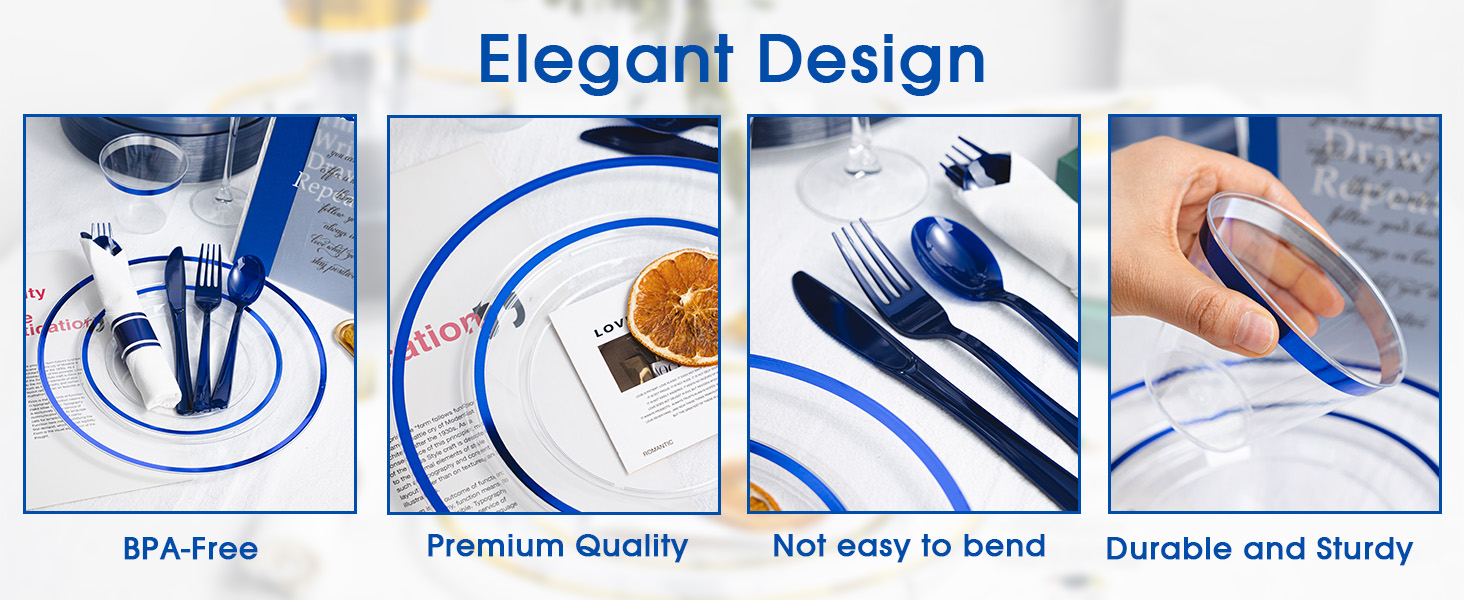 blue plastic dinnerware set