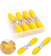 16Pcs/8 Pairs Yellow Corn Holders,PEOUWNES Stainless Steel Corn Cob Holders Corn on The Cob Skewe...