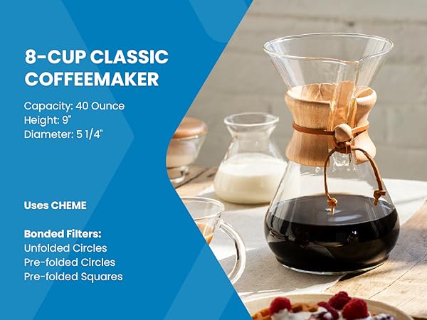 chemex coffee maker pour over brewer filters carafe glass kettle reusable classic drip coffee