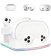 Tendak Charging Dock for Meta Quest 3S/Quest 3/Quest 2, VR Charging Stand with RGB Light, Type C ...