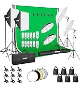 EMART 9 x 10 ft Backdrop Support System, Professional Photography Lighting Kit with 45W Blub x10,...
