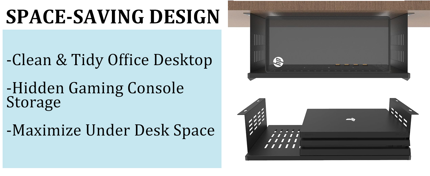 Under desk computer mount shelf