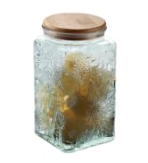 Vintage Glass Airtight Storage Jar, 34 FL OZ Glass Food Storage Containers with Bamboo Wooden Lid...