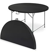 Magshion 53" Round Folding Table 4.5 Feet Plastic Bi-Folding Commercial Dining Event Table for In...