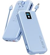 Portable Charger, 12000mAh 22.5W Fast Charging Power Bank with Built-in Cables & Wall Plug, Trave...