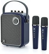 Karaoke Machine with 2 Wireless Microphones,Portable Karaoke System for Adults Kids,Microphones a...