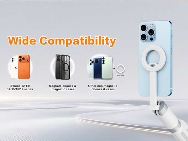 Perfectly compatible with iPhone 12/13/14/15/16/17 series;all phones that support magnetic features