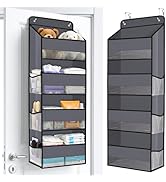 WISELIFE Over The Door Organizer Storage with 4 Large Pockets Door Hanging Organizer with Clear W...
