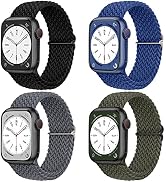 DaQin 4 Pack Braided Solo Loop Compatible with Apple Watch Band 38mm 40mm 41mm 42mm 44mm 45mm 49m...